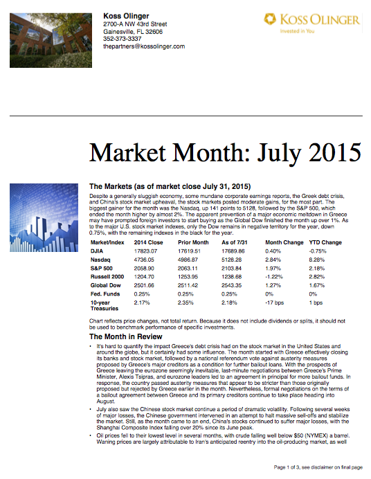 July 2015 Market Update